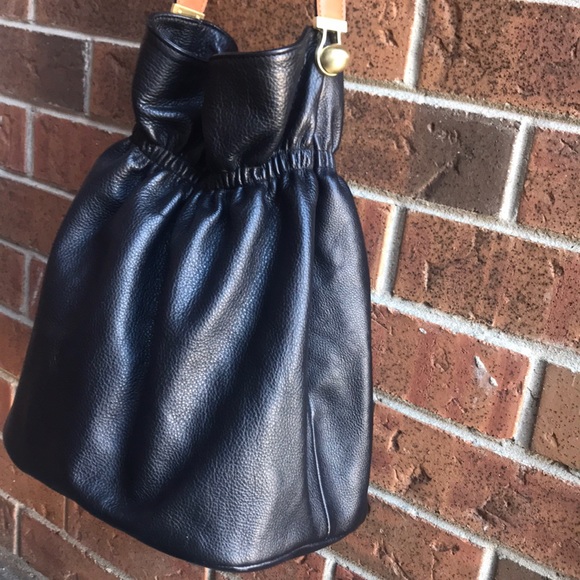 Zara Leather Bucket Bag Satchel Black - Picture 5 of 9